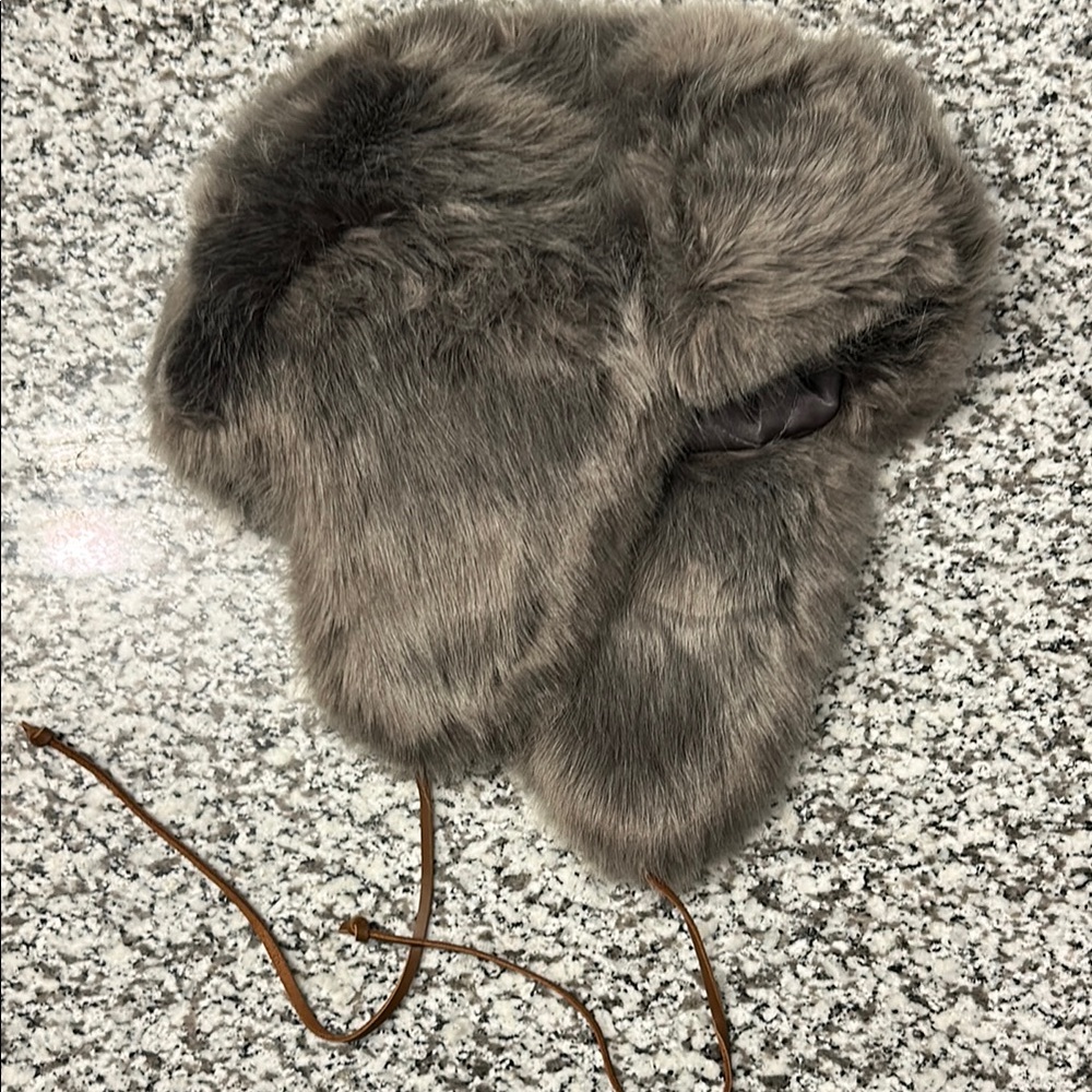 Gray Faux Fur Trapper Hat